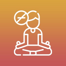 Icon of a person sitting cross legged in meditation, crossed out